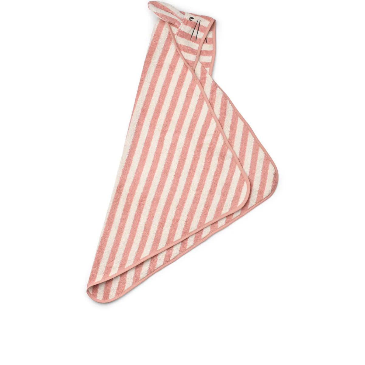 ALBERT Babyhandtuch mit Kapuze - Coral blush / creme de la creme stripe - Image 2