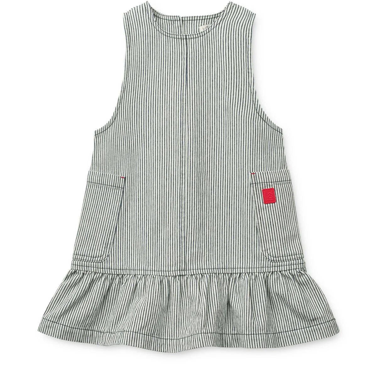 ANGELICA Gestreiftes Denim-Rüschenkleid - Classic navy / Creme de la creme
