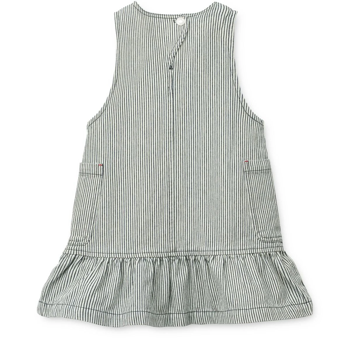 ANGELICA Gestreiftes Denim-Rüschenkleid - Classic navy / Creme de la creme - Image 2