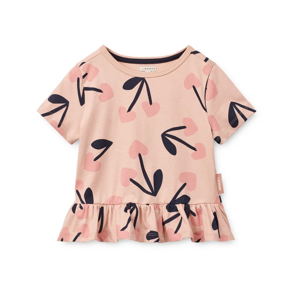 KYA Kurzarm-T-Shirt mit Schößchen - Mega Cherry heart / Rosey