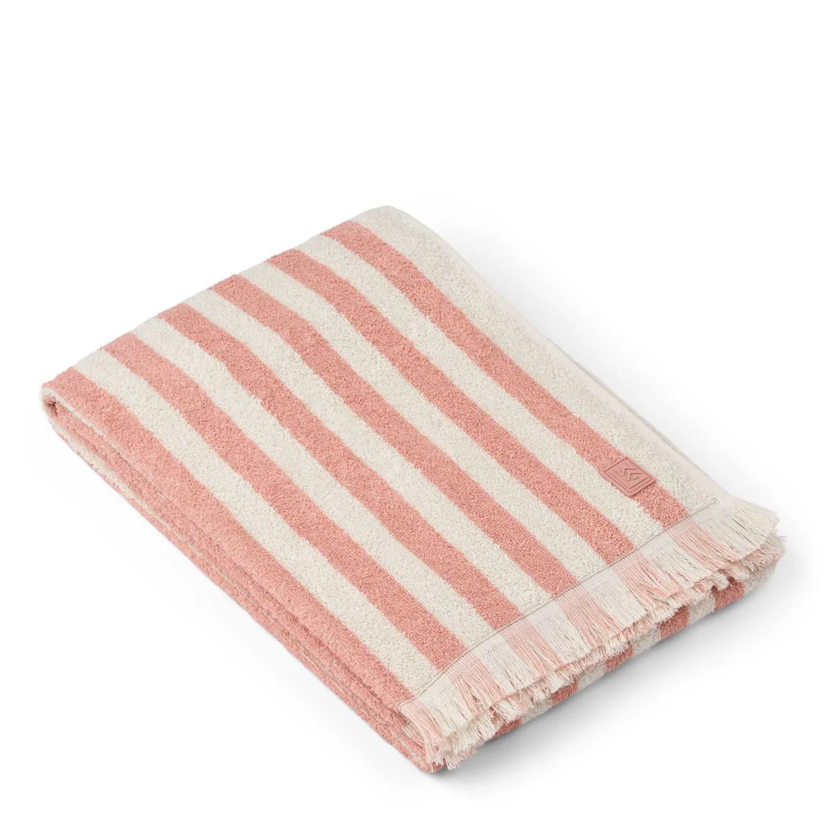Sommer-Handtuch - Coral blush / creme de la creme stripe