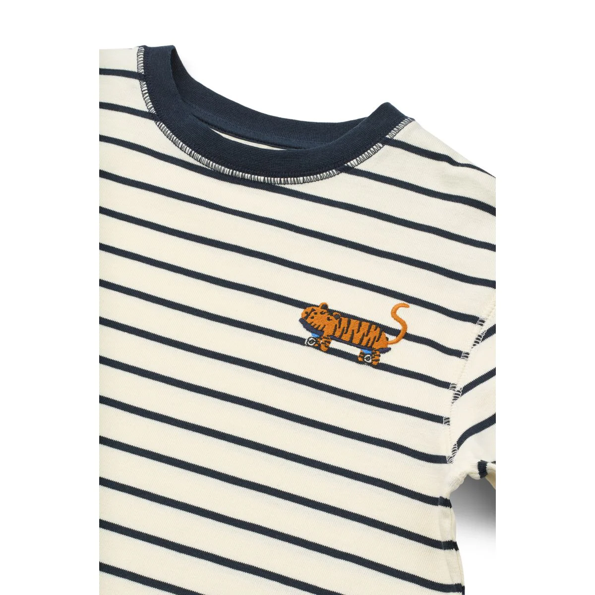 TYLER gestreiftes Langarm-T-shirt - Y/D stipes Classic navy / Creme de la creme - Image 3